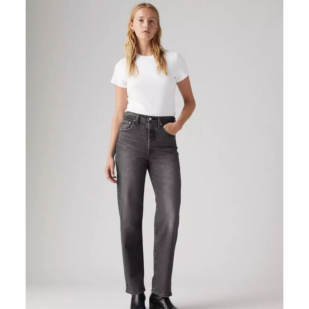 Levi Strauss & Co. Womens Ribcage Ankle Straight Button Fly Jeans Gray Size 27‎